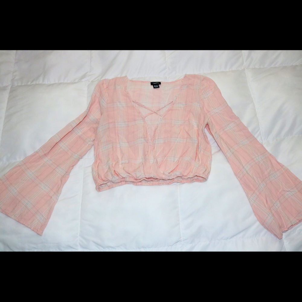 plaid baby pink blouse